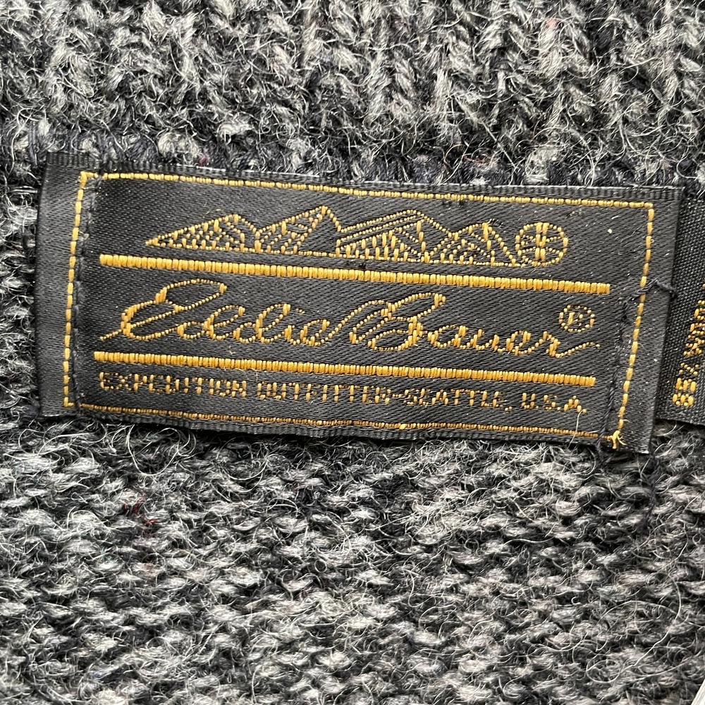 Vintage Eddie Bauer Sweater Men Large Gray Wool Blend Pullover Mock Neck Outdoor - Picture 3 of 9
